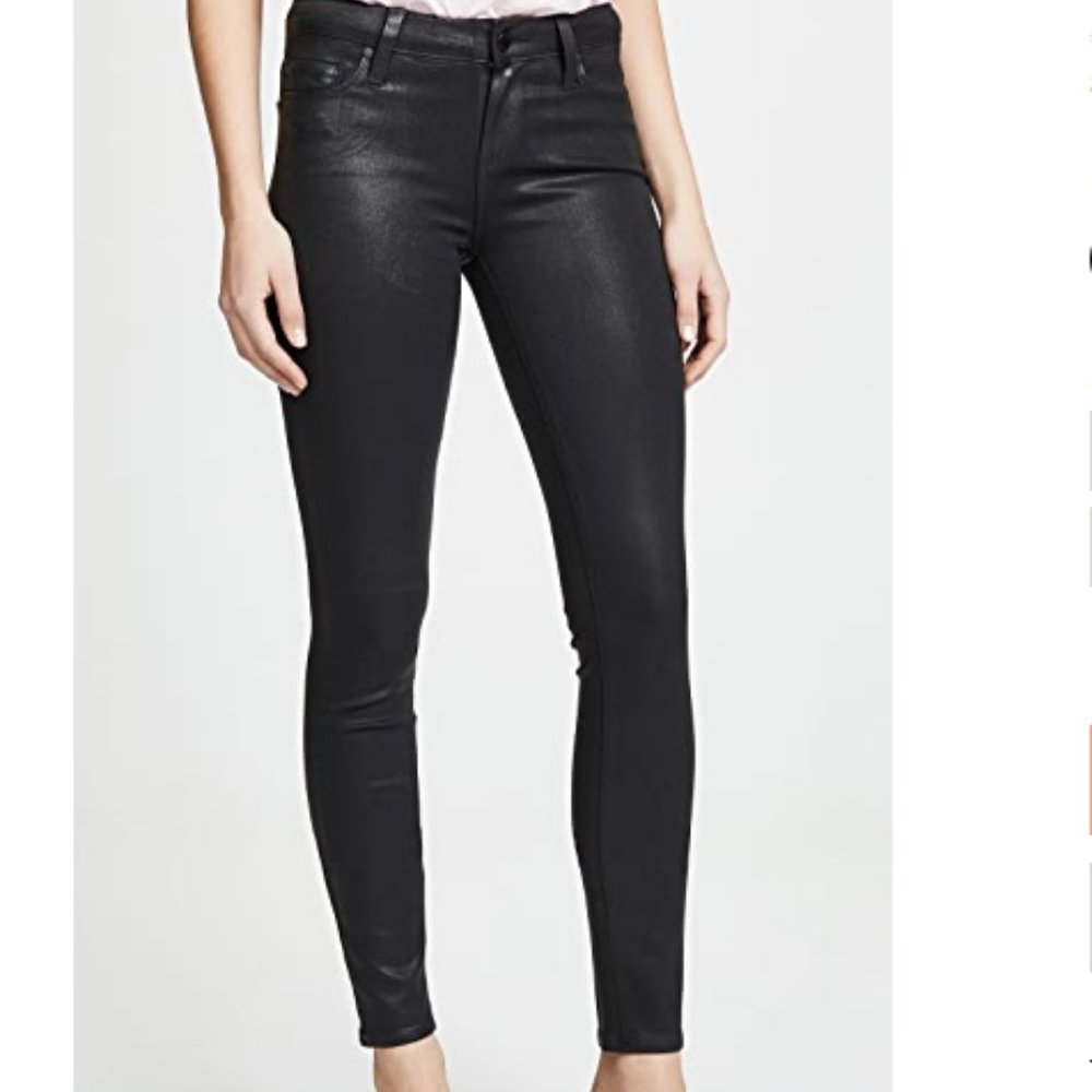 Anthropologie I Paige Verdugo Ankle Wax Coated Jeans in Black